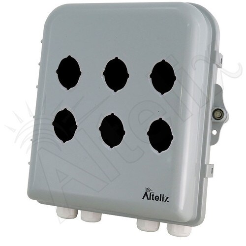 Altelix 10x9x4 IP66 NEMA 4X PCABS Weatherproof 6 Pushbutton Enclosure with 22mm holes